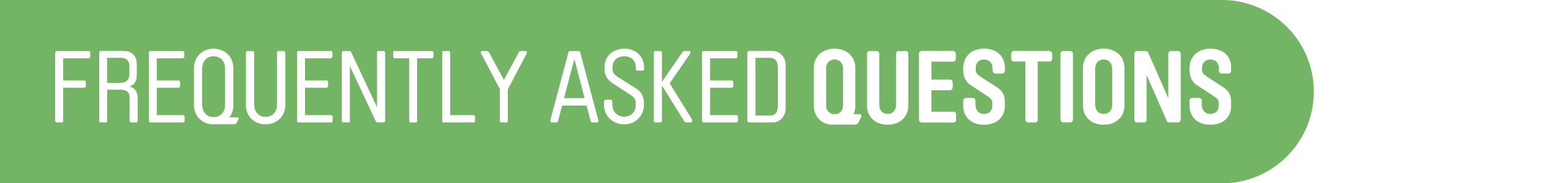 White text on a green background that reads "Frequently asked questions"